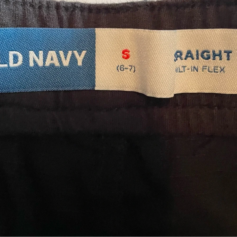 Old Navy Pull On With Drawstring Black Pants Boys Size 6-7 S Straight NWOT